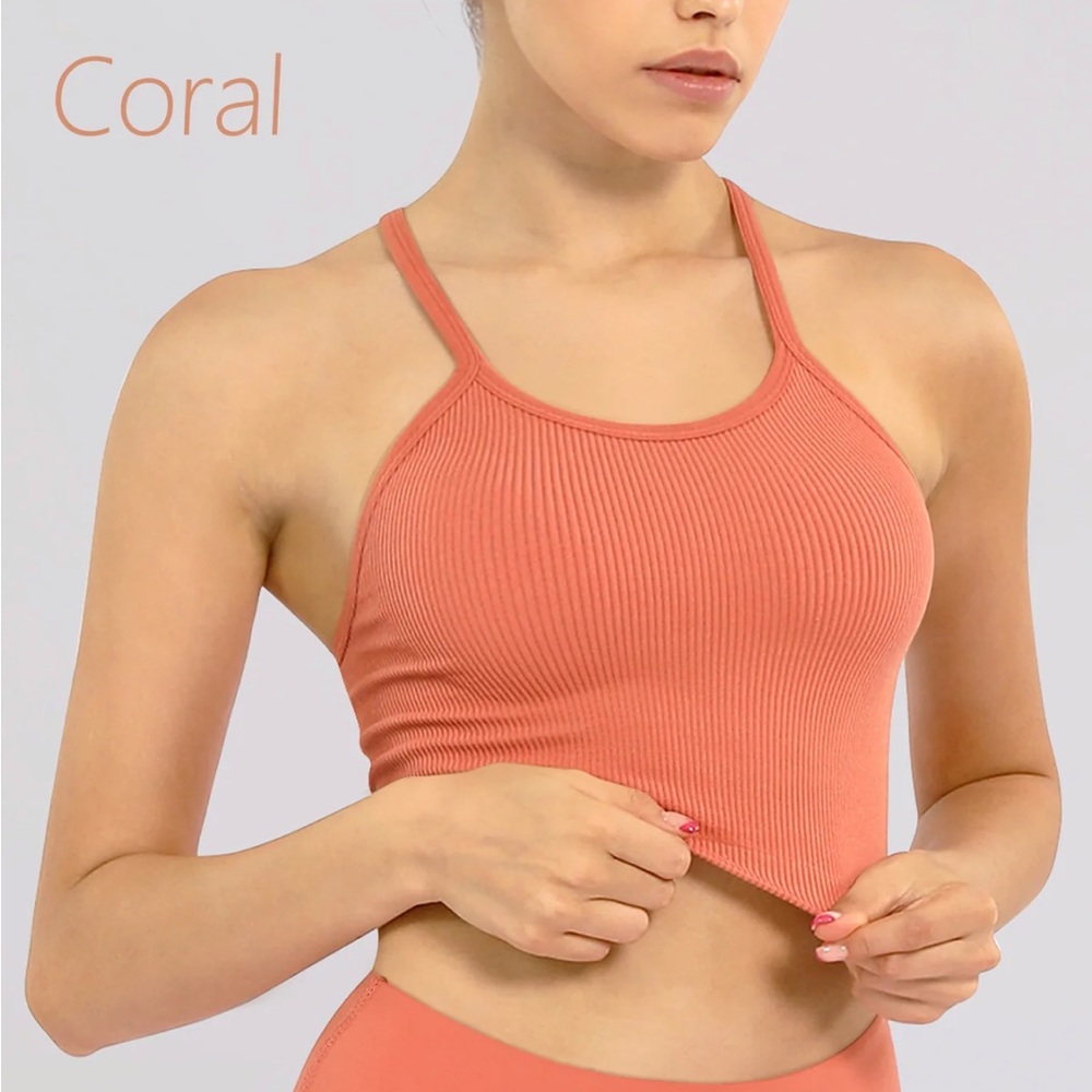 Ododos Cropped Ribbed Racer Back Tank Top, coral color NWOT
